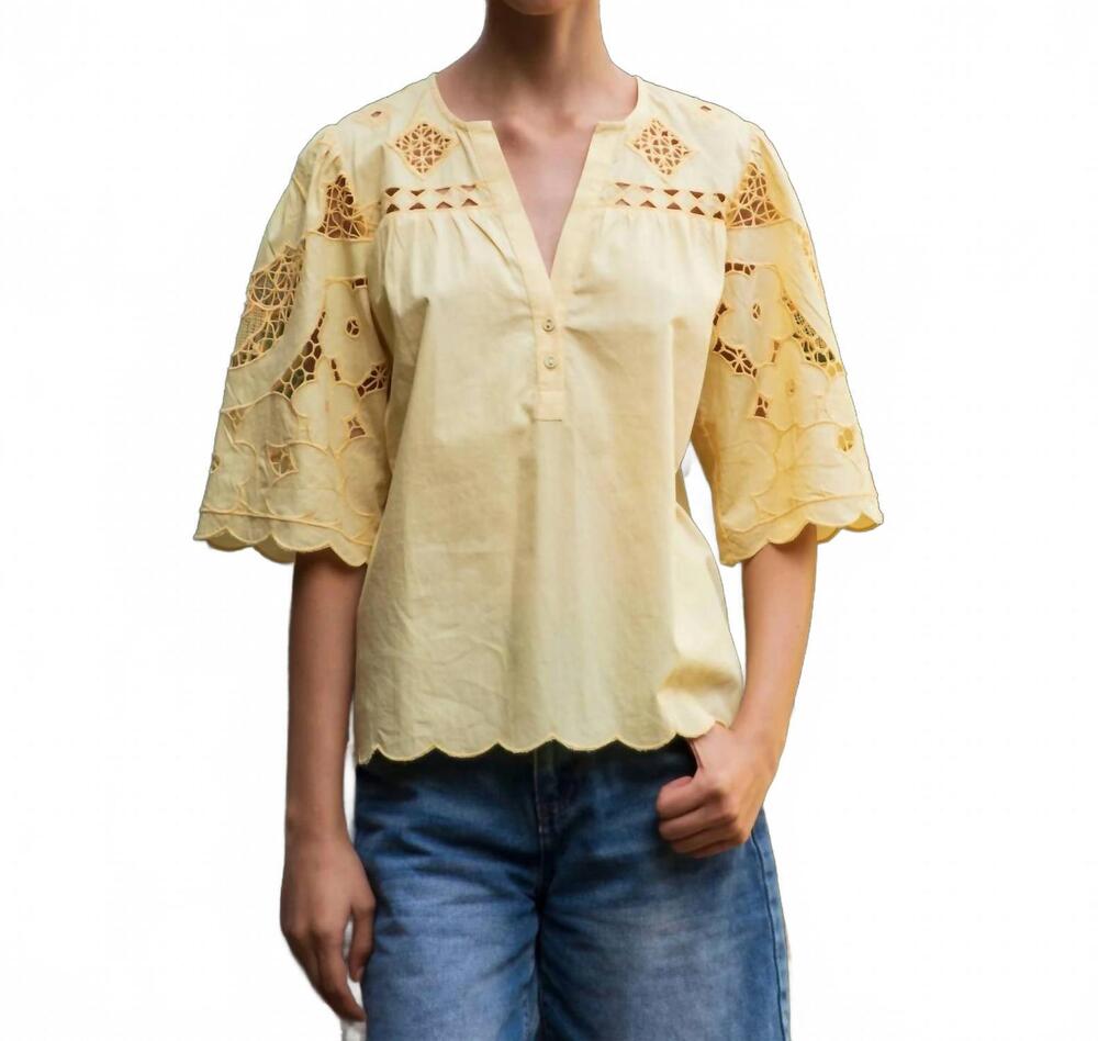 NEW ROSE AND ROSE delphinium top in buttermilk